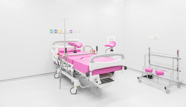 Medical Bed In Labour Room At Modern Hospital