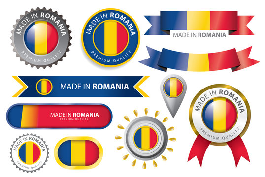 made in Romania Seal Collection, Romanian Flag (Vector Art)