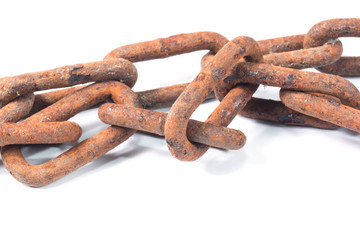 old rusty chain isolated on the white background

