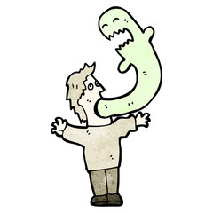 cartoon ghost leaving man