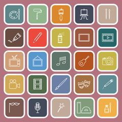 Art line flat icons on red background