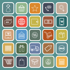 E-commerce line icons on green background