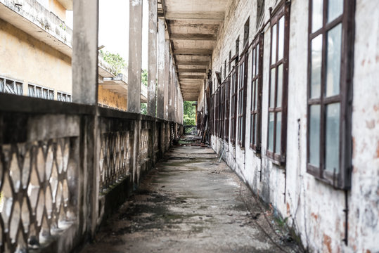 corridor of an abandoned factory