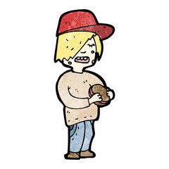 cartoon boy eating burger
