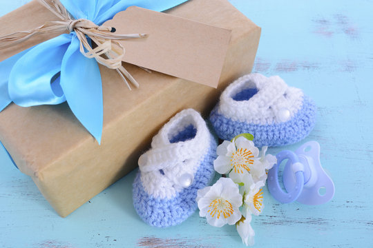 Baby shower Its a Boy natural wrap gift