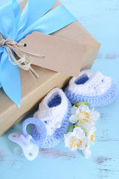 Baby shower Its a Boy natural wrap gift
