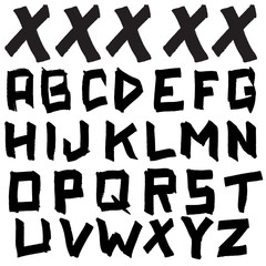 marker sketch font set graffiti