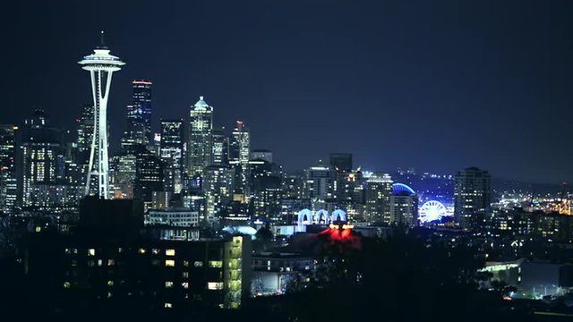 Seattle Skyline at Night. United States.