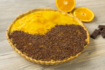 Homemade orange and chocolate tarte