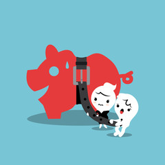 piggy bank with tight belt