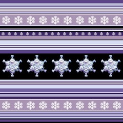 Winter seamless pattern - striped with snowflake motif in violet