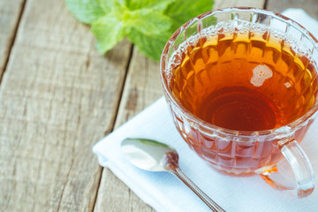 tea beverage on wood background
