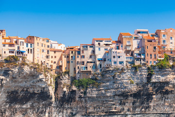 Fototapeta na wymiar Old living houses on the cliff. Bonifacio, Corsica
