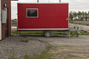 A shed on wheels used for workers out on construction sites