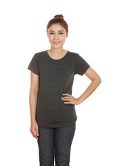 Obraz premium young beautiful female with blank t-shirt