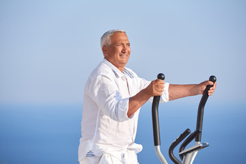 healthy senior man working out