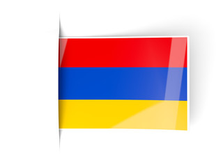 Square label with flag of armenia
