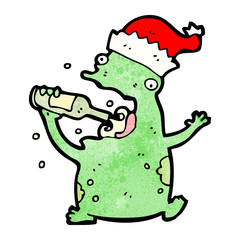 cartoon christmas party frog