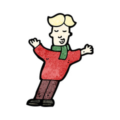 cartoon man standing in wind