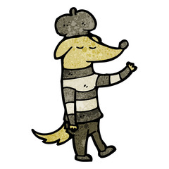 cartoon cool french dog