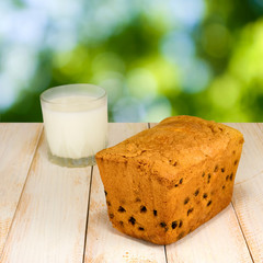image of a glass of milk and cake