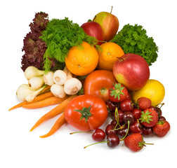 Isolated image many vegetables and fruits