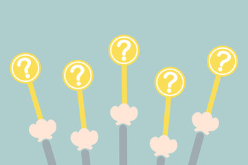 hand raise up question mark plate