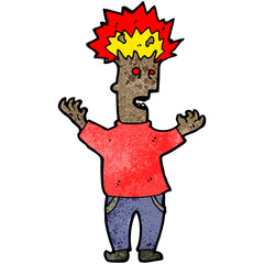 cartoon man with exploding head