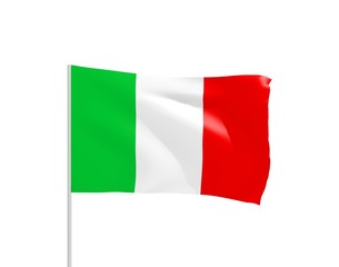 Italian flag with metal pole