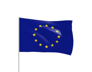 UE flag with metal pole