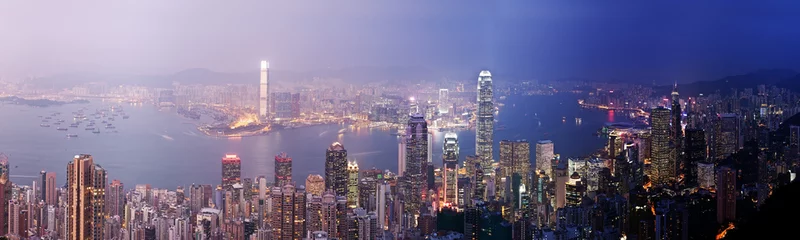 Fotobehang Hong Kong van dag tot nacht © ymgerman
