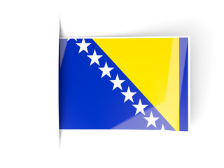 Square label with flag of bosnia and herzegovina
