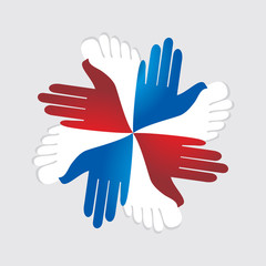 teamwork hands with foot vector 