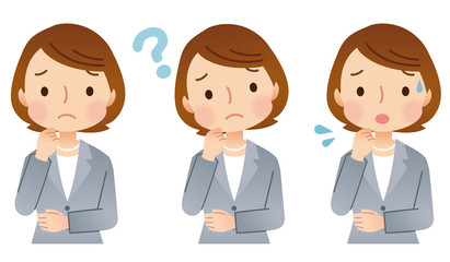 スーツを着た女性　表情　ポーズ　セット