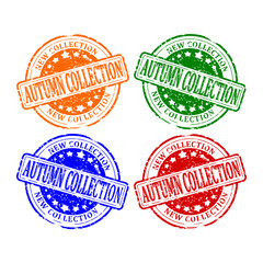Damaged colorful stamps - autumn collection - vector svg