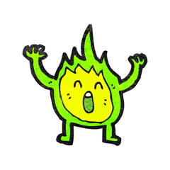 cartoon green flame spirit