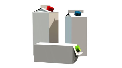 Milk Carton Packages Blank White - isolated on white 