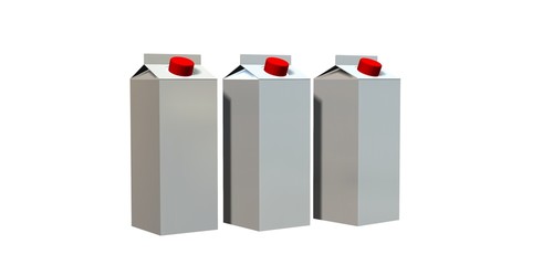 Obraz premium milk packages with red cap isolated on white background 