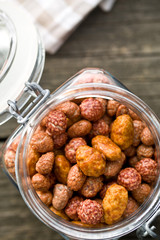various sugared nuts in jar