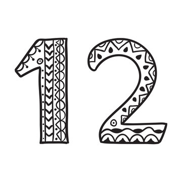 Hand Drawn doodle numbers vector illustration. 