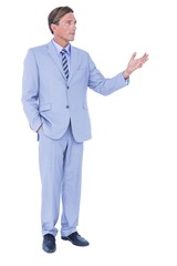  Handsome businessman gesturing with hands