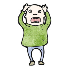cartoon bald man stressing out