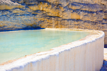 Travertine pools and terraces in Pamukkale, Turkey
