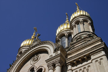 Fototapeta na wymiar Russisch-Orthodoxe Kirche der heiligen Elisabeth in Wiesbaden