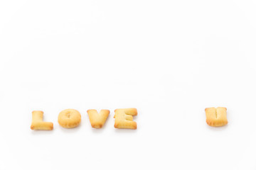 love wording by a b c biscuit