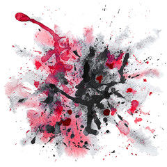 Red and black watercolor splash