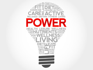 POWER bulb word cloud, health concept