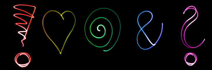 Different flourescent symbols in different neon colors