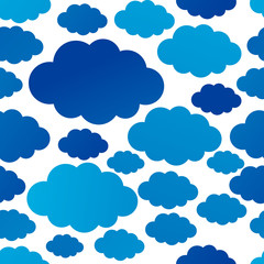 Seamless pattern with blue clouds