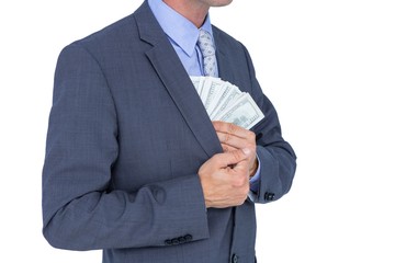 businessman holding bribe